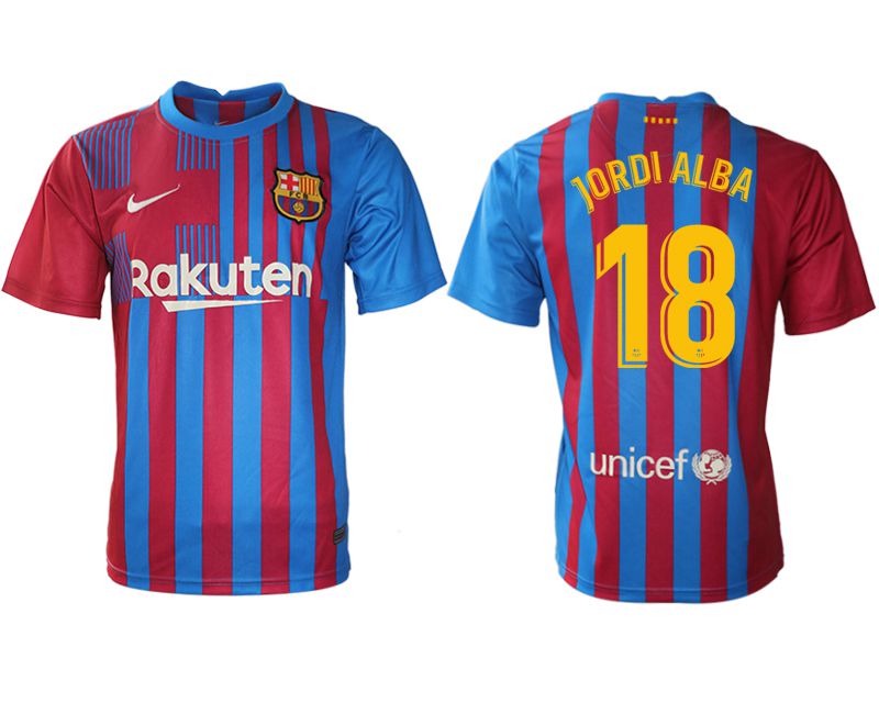 Men 2021-2022 Club Barcelona home aaa version red #18 Nike Soccer Jersey->barcelona jersey->Soccer Club Jersey